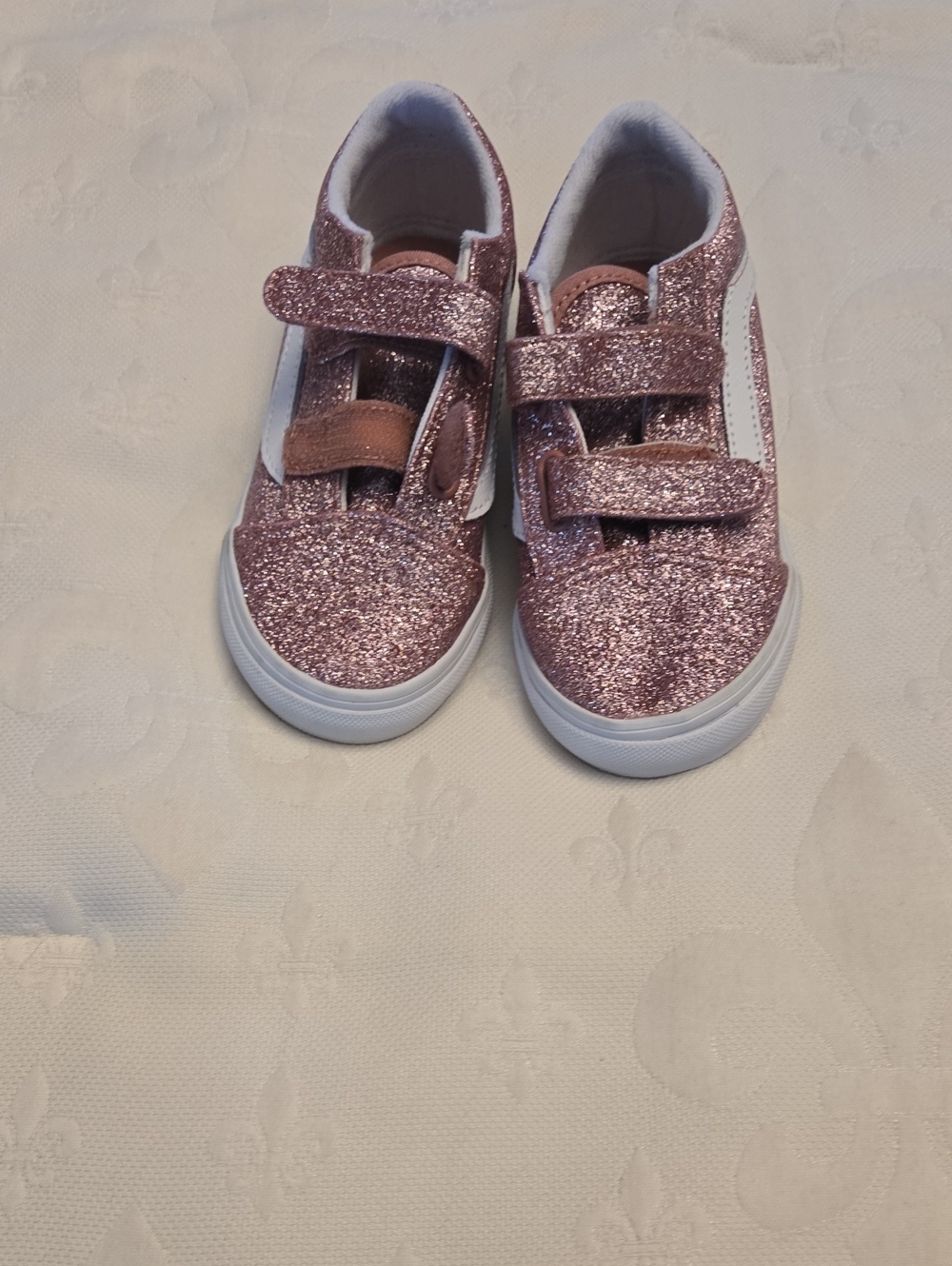 Vans Kids Glitter Rose Gold Velcro Sneakers